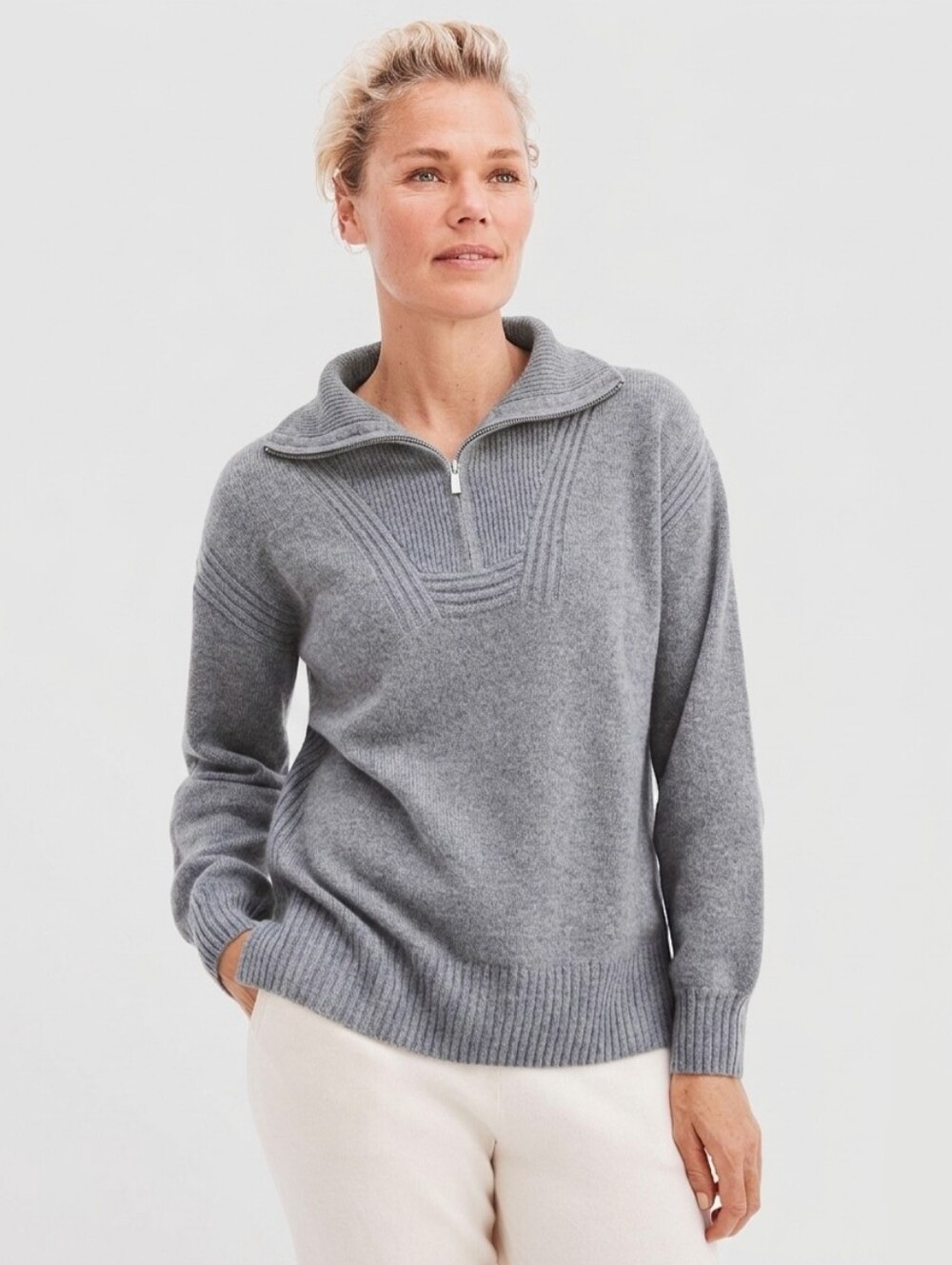 Haven Well Within Cashmere Half-Zip Pullover Grey